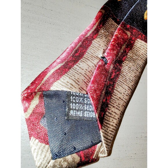 DeSantis Collection Men's Neck Tie Silk Hand Made In Italy Black Red Gold - Picture 6 of 6